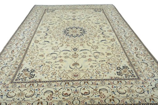 Surface texture of New Nain rug with natural Wool and intricate pattern