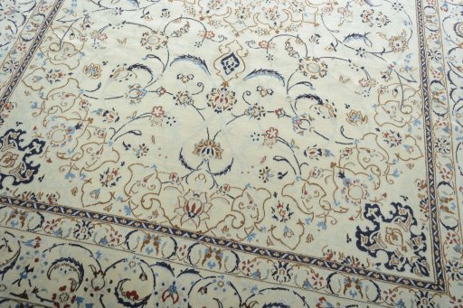 Close-up detail of New Nain rug from Iran / Persia showing Wool weave
