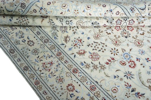 Close-up detail of New Nain rug from Iran / Persia showing Wool weave