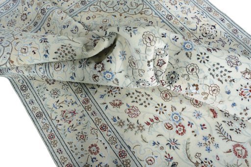 Surface texture of New Nain rug with natural Wool and intricate pattern