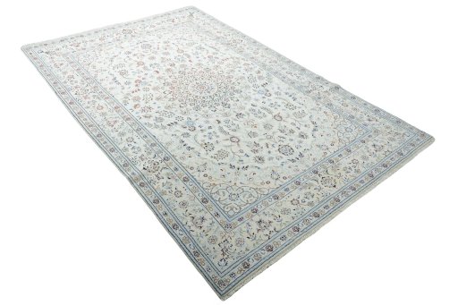 Close-up detail of New Nain rug from Iran / Persia showing Wool weave