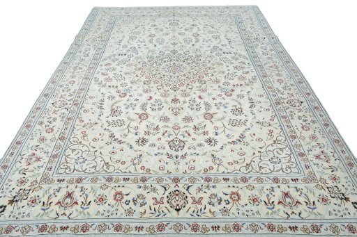 Surface texture of New Nain rug with natural Wool and intricate pattern