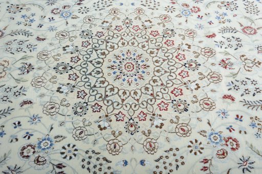 Central medallion detail of New Nain rug from Iran / Persia