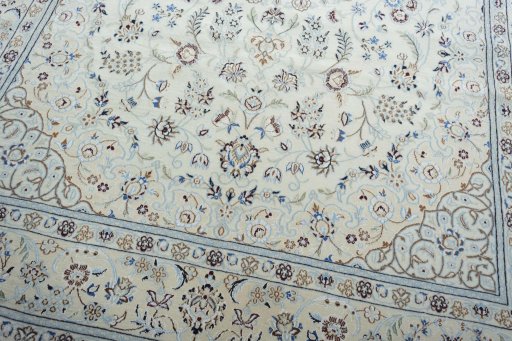 Close-up detail of New Nain rug from Iran / Persia showing Wool weave