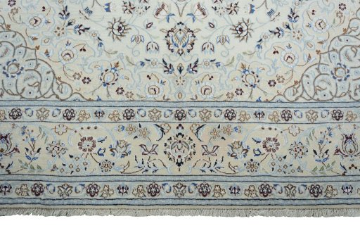 Full view of New Nain rug from Iran / Persia, 324 × 212 cm in Beige tones