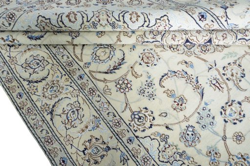 Close-up detail of New Nain rug from Iran / Persia showing Wool weave