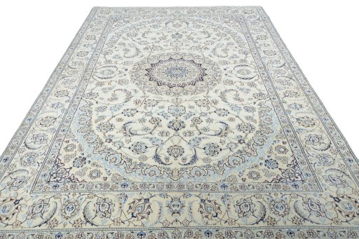 Surface texture of New Nain rug with natural Wool and intricate pattern