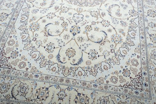 Close-up detail of New Nain rug from Iran / Persia showing Wool weave
