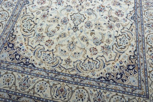 Close-up detail of New Nain rug from Iran / Persia showing Wool weave