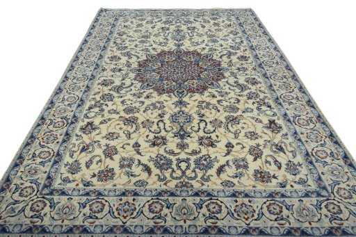 Surface texture of New Nain rug with natural Wool and intricate pattern