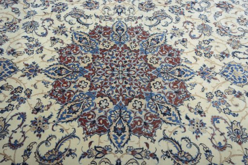 Central medallion detail of New Nain rug from Iran / Persia