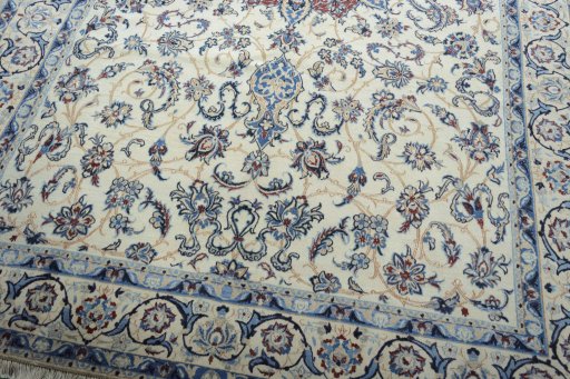 Close-up detail of New Nain rug from Iran / Persia showing Wool weave