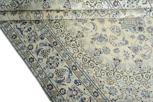 Close-up detail of New Nain rug from Iran / Persia showing Wool weave