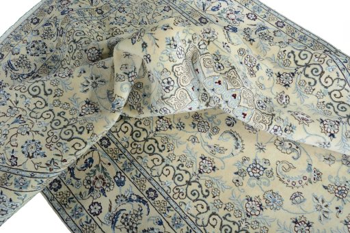 Surface texture of New Nain rug with natural Wool and intricate pattern