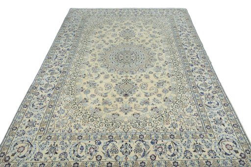 Surface texture of New Nain rug with natural Wool and intricate pattern