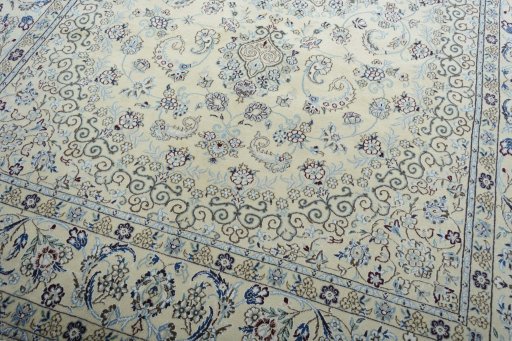 Close-up detail of New Nain rug from Iran / Persia showing Wool weave