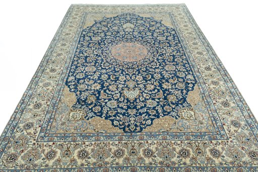 Surface texture of 1970s Nain rug with natural Cork and intricate pattern