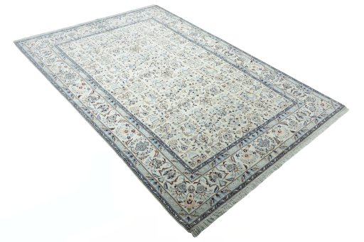 Close-up detail of New Nain rug from Iran / Persia showing Wool weave