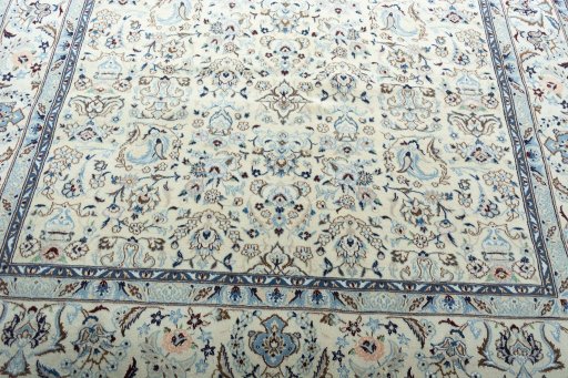 Close-up detail of New Nain rug from Iran / Persia showing Wool weave