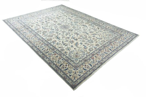 Close-up detail of New Nain rug from Iran / Persia showing Wool weave