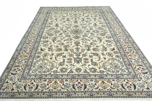 Surface texture of New Nain rug with natural Wool and intricate pattern