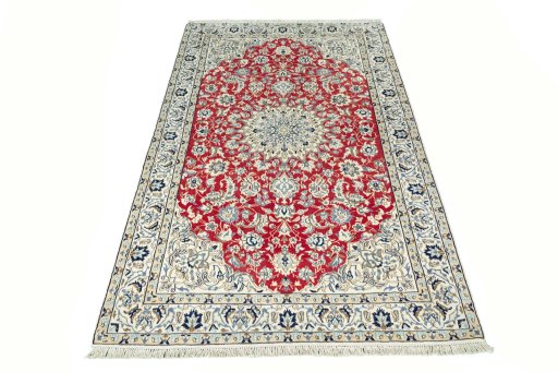 Surface texture of New Nain rug with natural Wool and intricate pattern