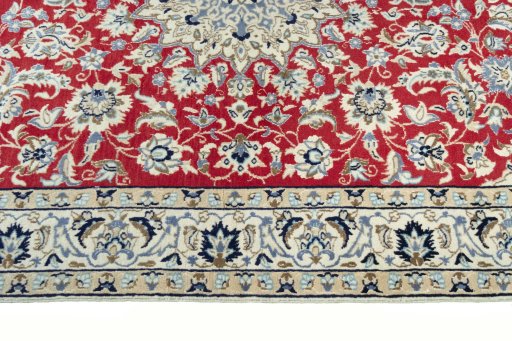 Close-up detail of New Nain rug from Iran / Persia showing Wool weave