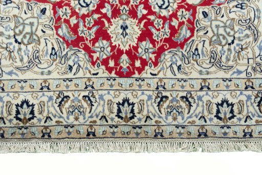 Full view of New Nain rug from Iran / Persia, 210 × 128 cm in Red tones