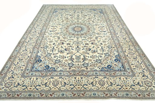 Surface texture of New Nain rug with natural Wool and intricate pattern