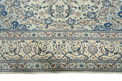 Full view of New Nain rug from Iran / Persia, 365 × 255 cm in Beige tones