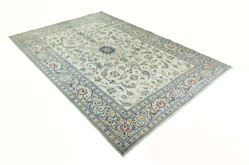 Close-up detail of New Nain rug from Iran / Persia showing Wool weave