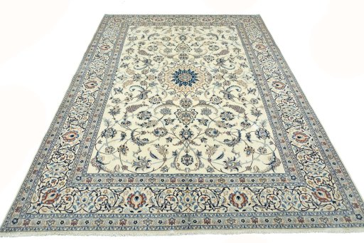 Surface texture of New Nain rug with natural Wool and intricate pattern