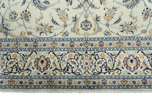Close-up detail of New Nain rug from Iran / Persia showing Wool weave