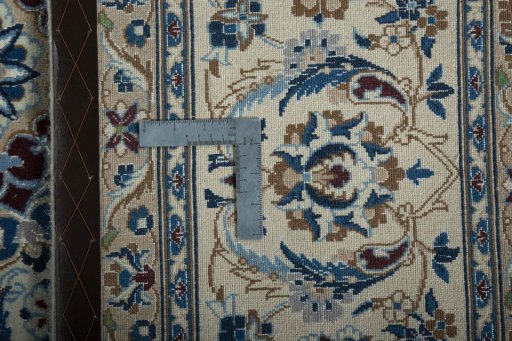 Close-up detail of New Nain rug from Iran / Persia showing Wool weave