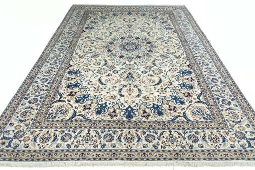 Surface texture of New Nain rug with natural Wool and intricate pattern