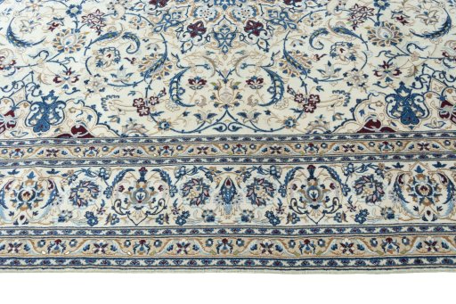 Close-up detail of New Nain rug from Iran / Persia showing Wool weave