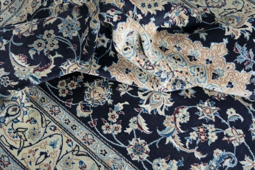 Surface texture of New Nain rug with natural Wool and intricate pattern