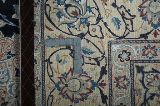 Full view of New Nain rug from Iran / Persia, 295 × 197 cm in Blue tones