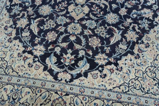 Close-up detail of New Nain rug from Iran / Persia showing Wool weave