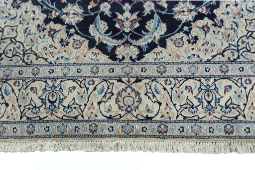 Full view of New Nain rug from Iran / Persia, 295 × 197 cm in Blue tones