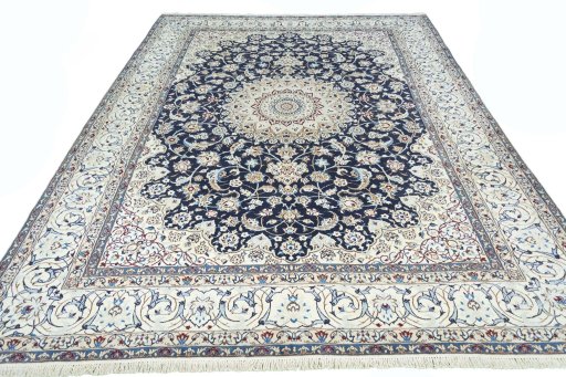 Surface texture of New Nain rug with natural Wool and intricate pattern