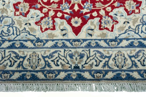 Full view of 2000s Nain rug from Iran / Persia, 205 × 130 cm in Red tones