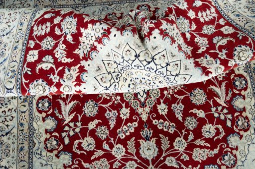 Surface texture of New Nain rug with natural Cork and intricate pattern