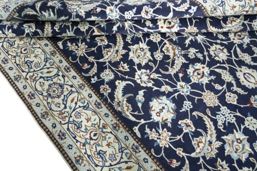 Close-up detail of New Nain rug from Iran / Persia showing Wool weave
