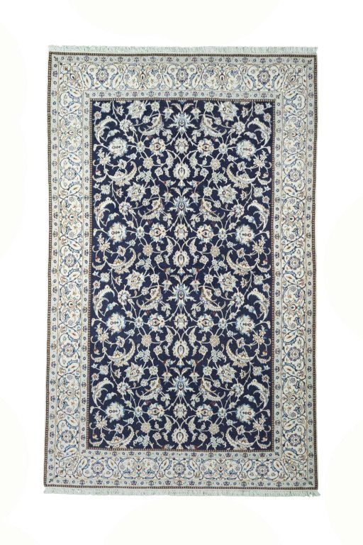 Full view of New Nain rug from Iran / Persia, 320 × 200 cm in Blue tones