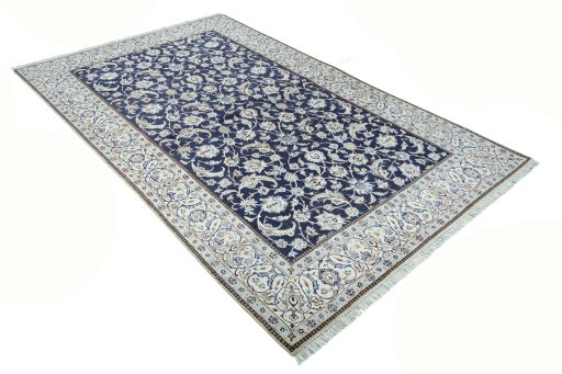Close-up detail of New Nain rug from Iran / Persia showing Wool weave