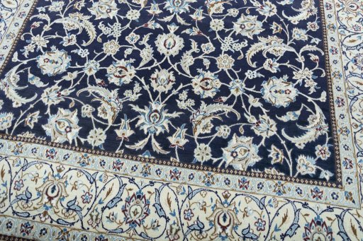 Close-up detail of New Nain rug from Iran / Persia showing Wool weave