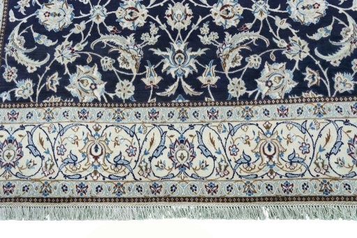 Full view of New Nain rug from Iran / Persia, 320 × 200 cm in Blue tones