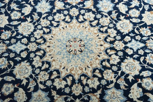 Central medallion detail of 2000s Nain rug from Iran / Persia