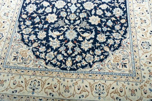 Close-up detail of 2000s Nain rug from Iran / Persia showing Wool weave